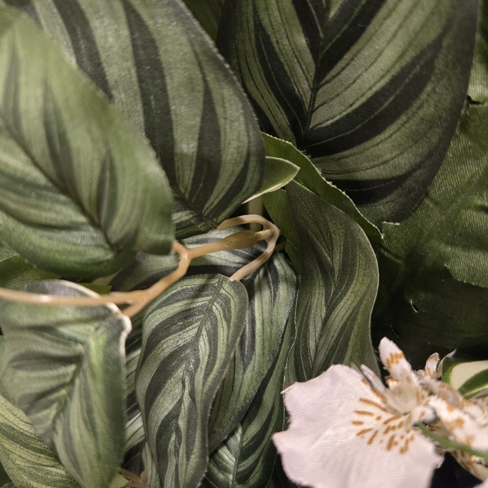 Lush White Orchid Greenery Grapevine Wreath - Picture 5 of 5